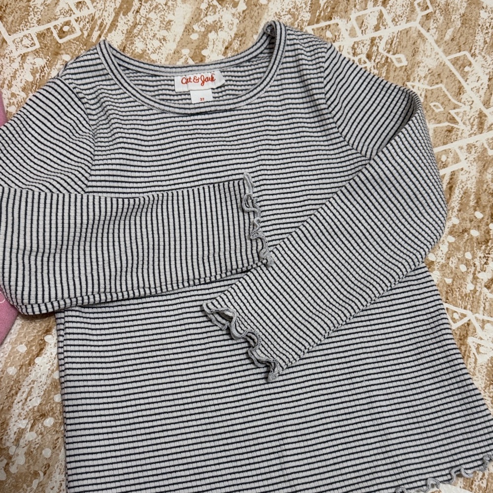 Cat & Jack Black and White Striped Top